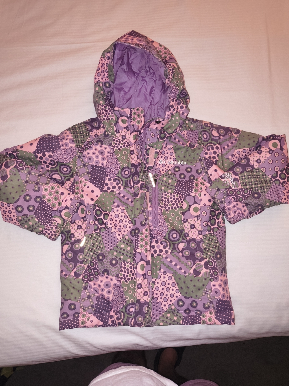 Columbia Girls' Purple & Pink Patterned Hooded Winter Jacket
